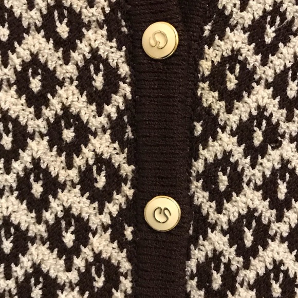 St John Collection Brown Cream Cardigan Lg - Picture 5 of 6